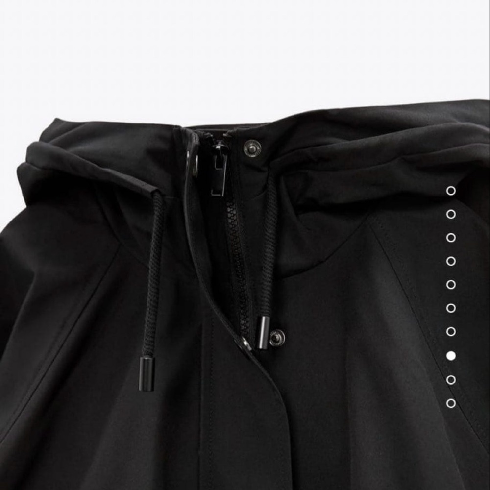 Brand New Zara Black Oversized Waterproof Water Repellent Hooded Parka Jacket - Picture 3 of 8